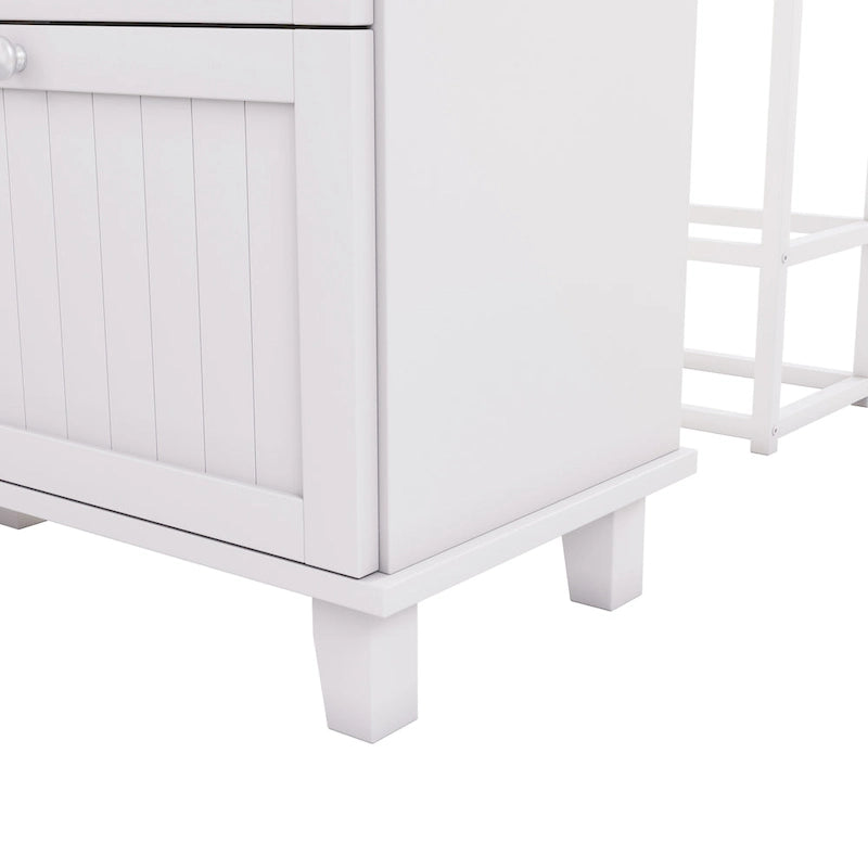 Farmhouse Kitchen Island Set with Drop Leaf