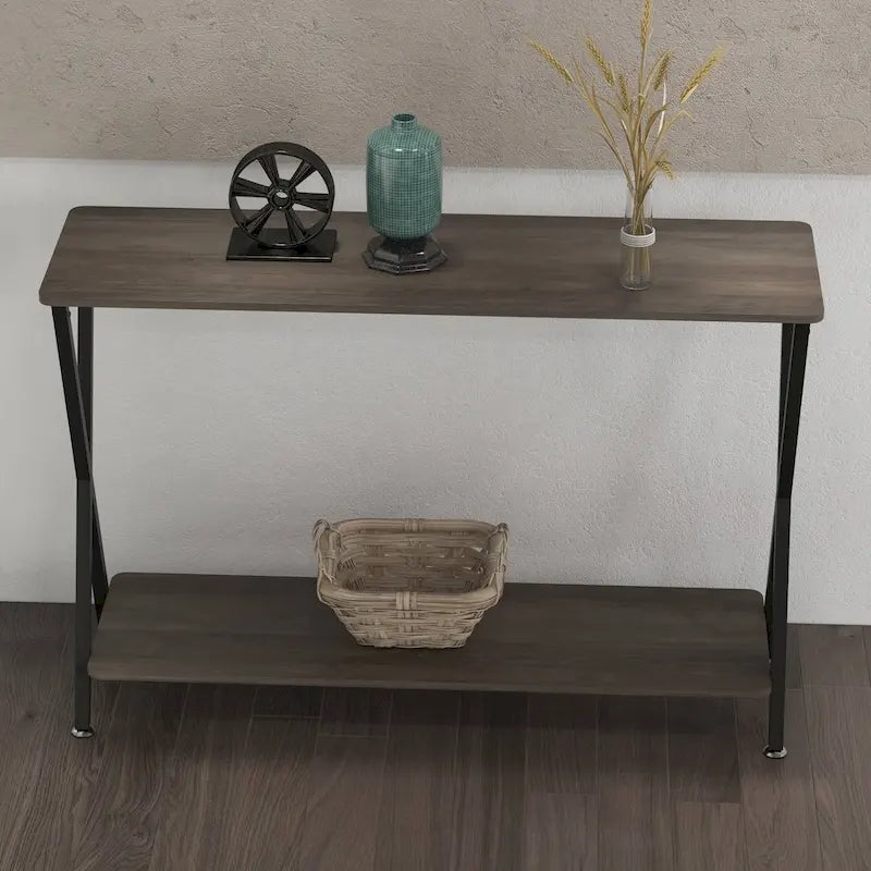 33.5 Narrow Sofa Table with Storage Shelf