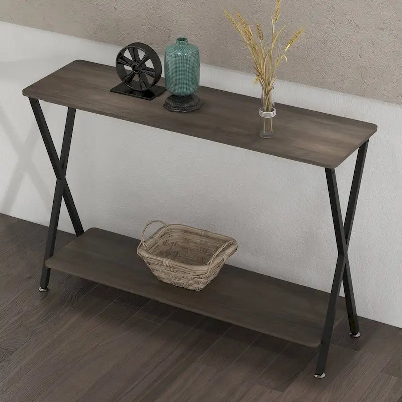 33.5 Narrow Sofa Table with Storage Shelf