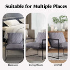 Modern Accent Linen Sling Chair Indoor for Living Room Bedroom and Office Metal Framed Armchair with Soft Bag Cushion