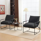 Modern Accent Linen Sling Chair Indoor for Living Room Bedroom and Office Metal Framed Armchair with Soft Bag Cushion