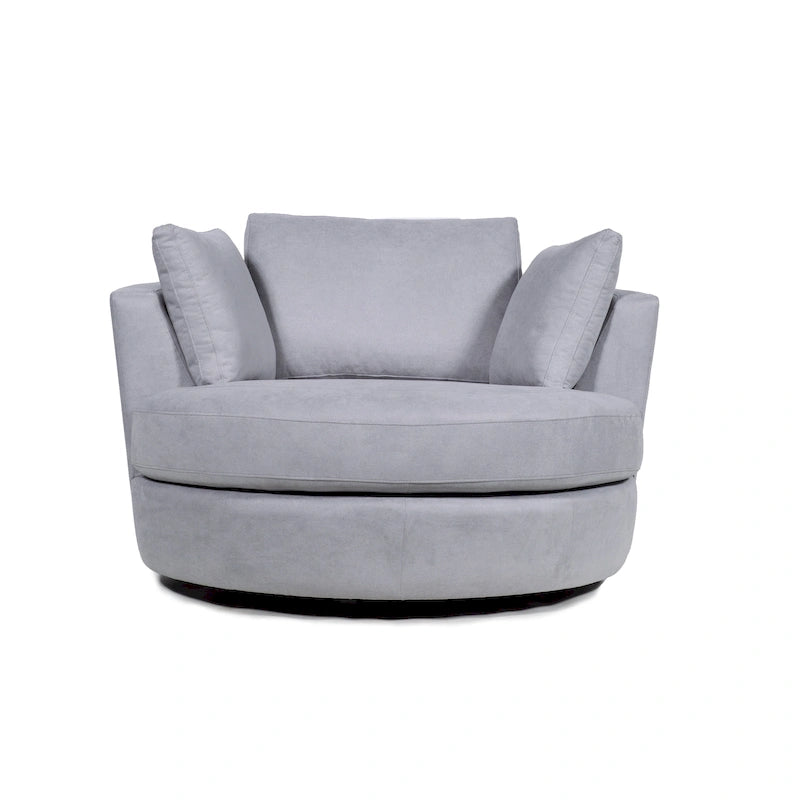 54 Wide Elegant Round Swivel Barrel Chair, Chair and a Half