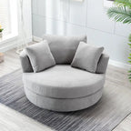 54 Wide Elegant Round Swivel Barrel Chair, Chair and a Half