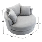 54 Wide Elegant Round Swivel Barrel Chair, Chair and a Half