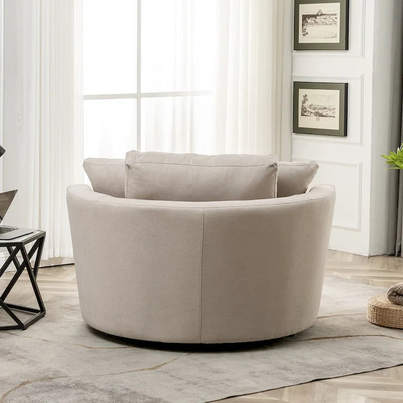 54 Wide Elegant Round Swivel Barrel Chair, Chair and a Half