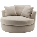 54 Wide Elegant Round Swivel Barrel Chair, Chair and a Half