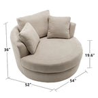 54 Wide Elegant Round Swivel Barrel Chair, Chair and a Half