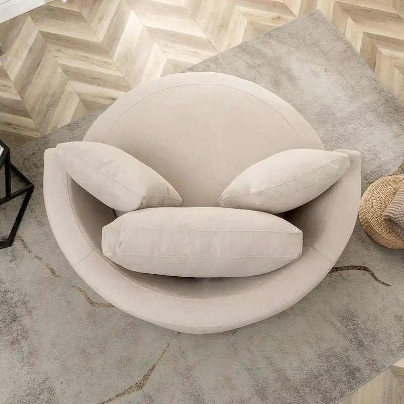 54 Wide Elegant Round Swivel Barrel Chair, Chair and a Half