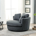 54 Wide Elegant Round Swivel Barrel Chair, Chair and a Half