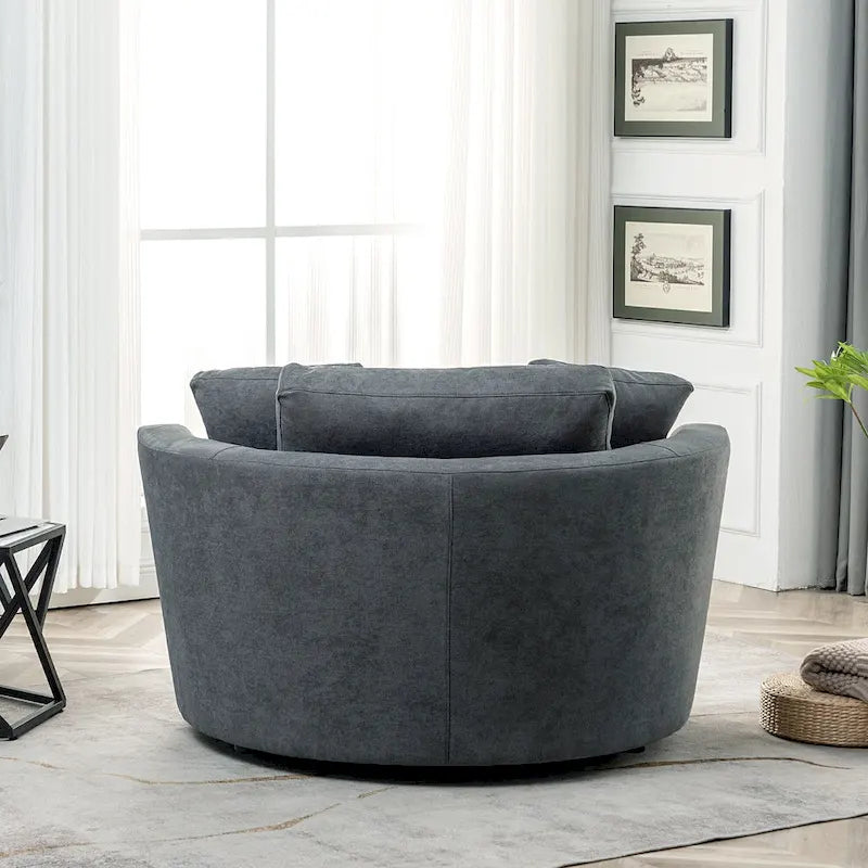 54 Wide Elegant Round Swivel Barrel Chair, Chair and a Half