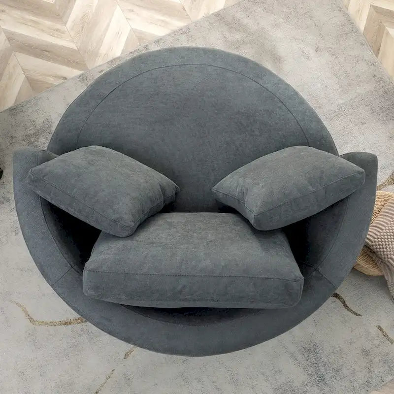 54 Wide Elegant Round Swivel Barrel Chair, Chair and a Half