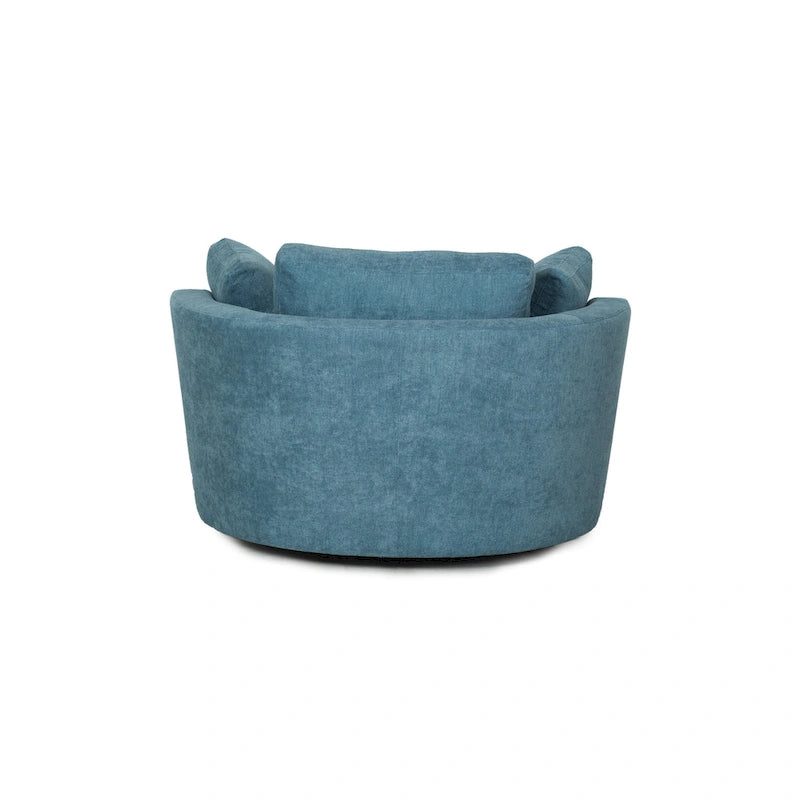 54 Wide Elegant Round Swivel Barrel Chair, Chair and a Half