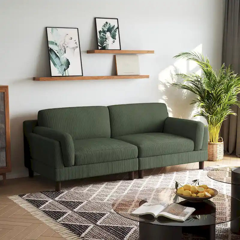 Modern 90 inch Sofa Comfy Corduroy Deep Seats Sofa