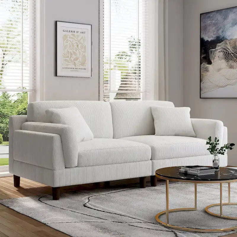 Modern 90 inch Sofa Comfy Corduroy Deep Seats Sofa