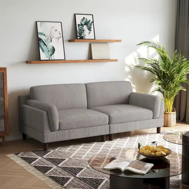 Modern 90 inch Sofa Comfy Corduroy Deep Seats Sofa
