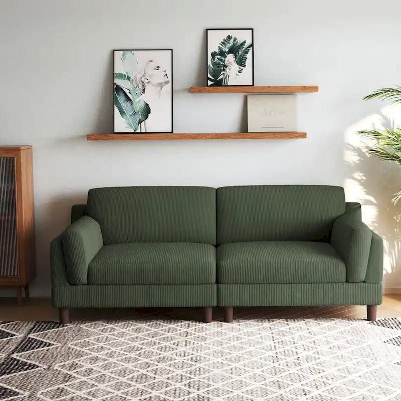 Modern 90 inch Sofa Comfy Corduroy Deep Seats Sofa