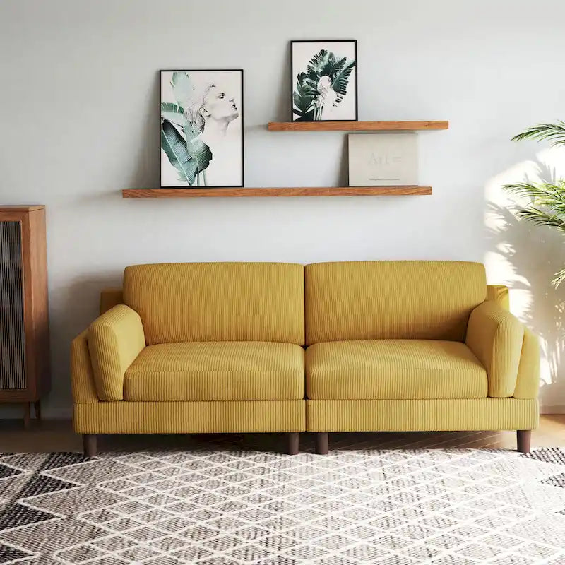 Modern 90 inch Sofa Comfy Corduroy Deep Seats Sofa