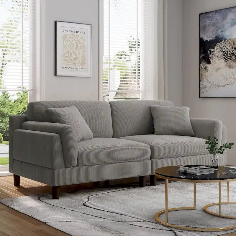 Modern 90 inch Sofa Comfy Corduroy Deep Seats Sofa