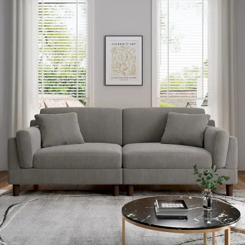 Modern 90 inch Sofa Comfy Corduroy Deep Seats Sofa