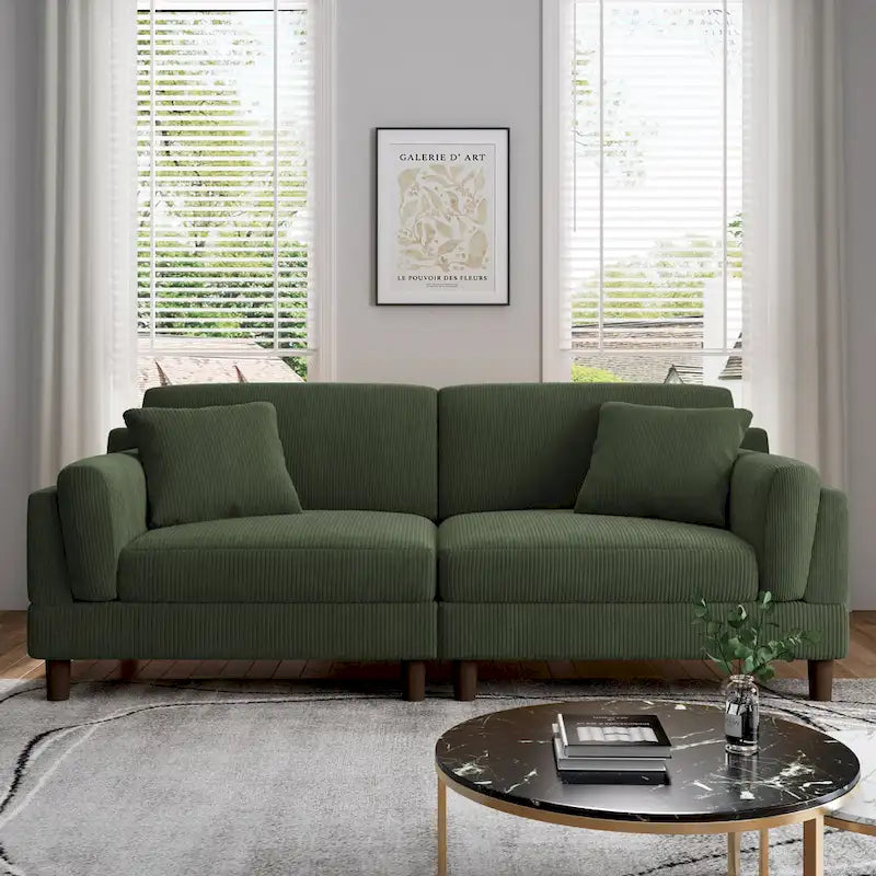 Modern 90 inch Sofa Comfy Corduroy Deep Seats Sofa