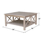 International Concepts Hampton Solid Wood Square Coffee Table - 36 x 36