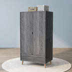 DH BASIC Minimalist Mid-Century Modern Distressed Grey 1-Drawer Wardrobe Armoire by Denhour