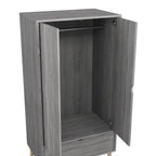 DH BASIC Minimalist Mid-Century Modern Distressed Grey 1-Drawer Wardrobe Armoire by Denhour