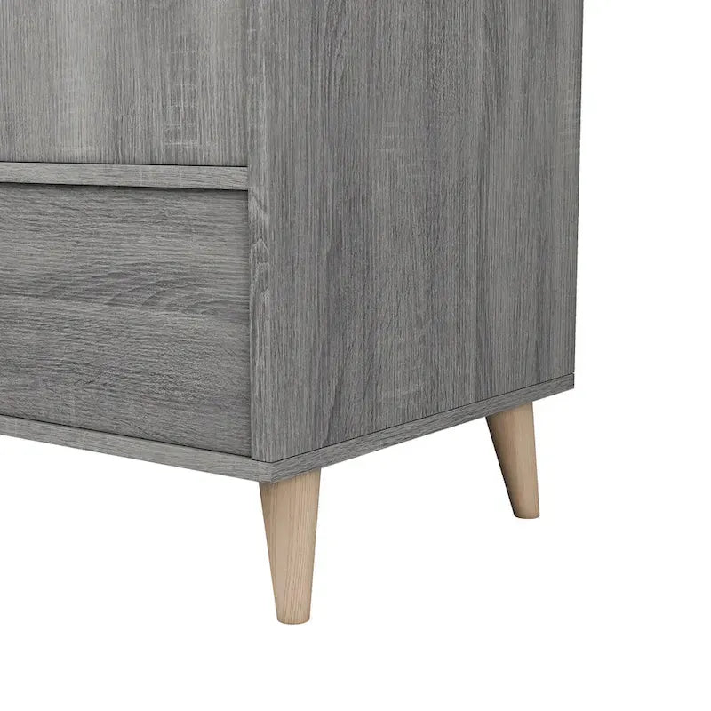 DH BASIC Minimalist Mid-Century Modern Distressed Grey 1-Drawer Wardrobe Armoire by Denhour