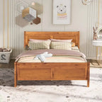 Wooden Slat Support Wood Platform Bed with Headboard