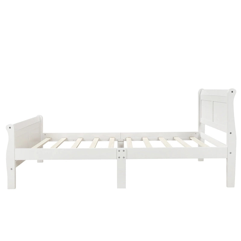 Wooden Slat Support Wood Platform Bed with Headboard