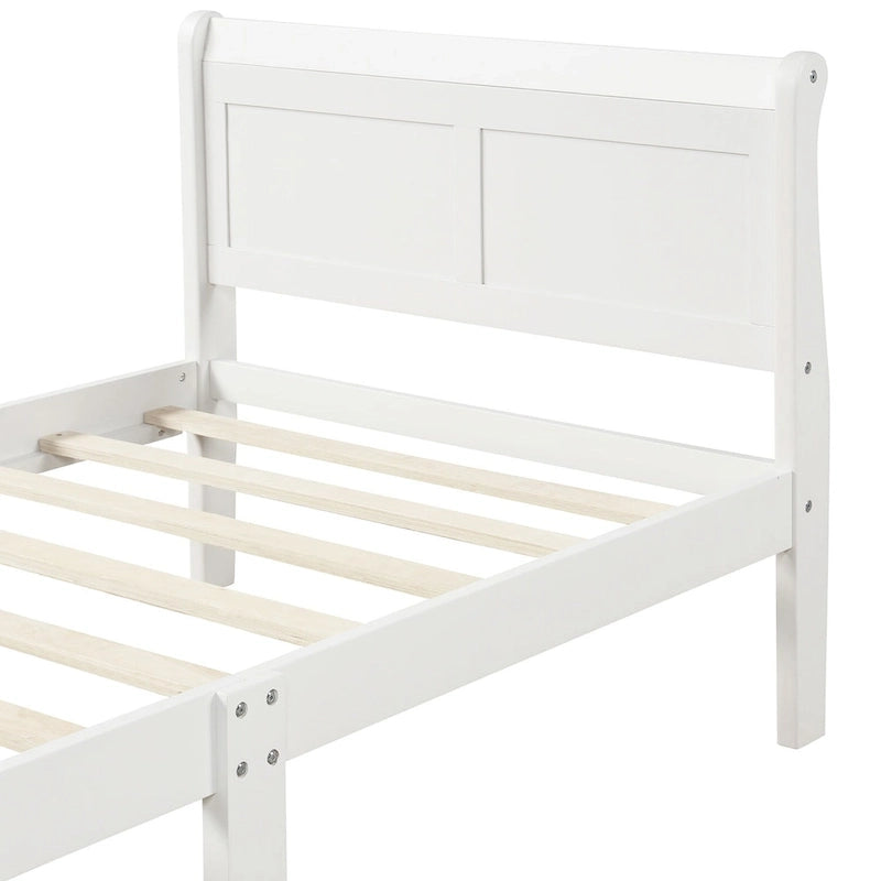 Wooden Slat Support Wood Platform Bed with Headboard