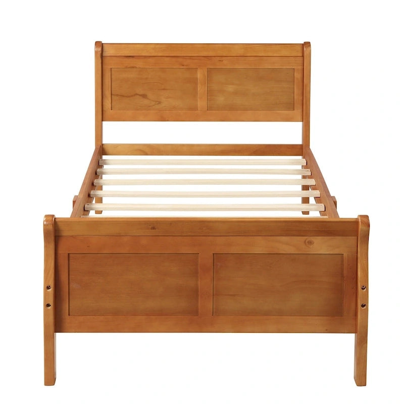 Wooden Slat Support Wood Platform Bed with Headboard