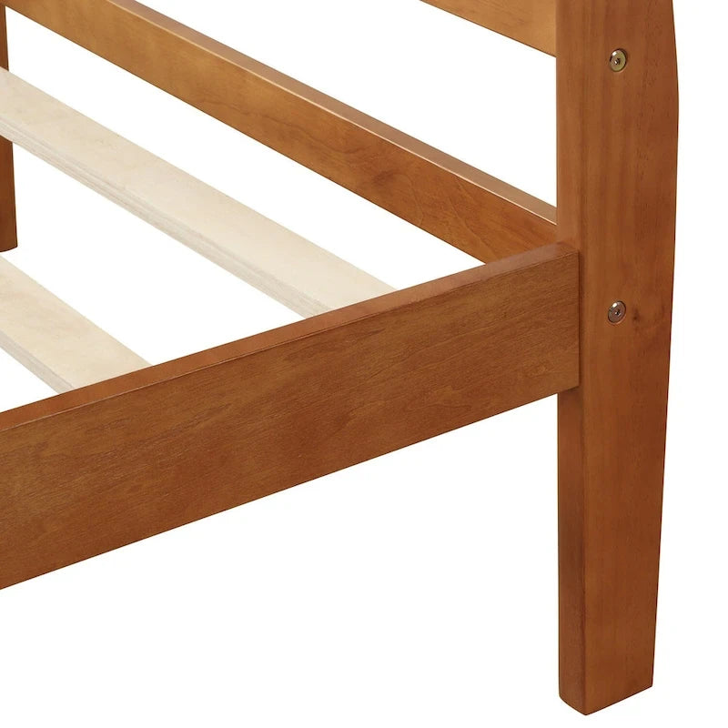 Wooden Slat Support Wood Platform Bed with Headboard