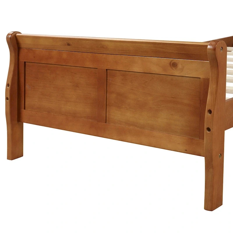 Wooden Slat Support Wood Platform Bed with Headboard