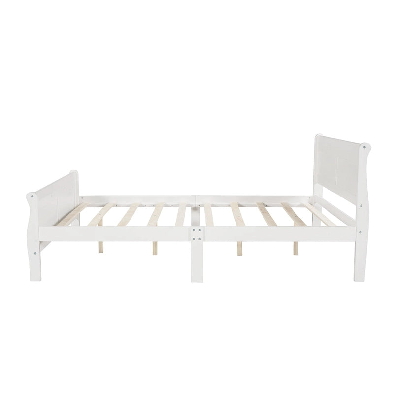 Wooden Slat Support Wood Platform Bed with Headboard