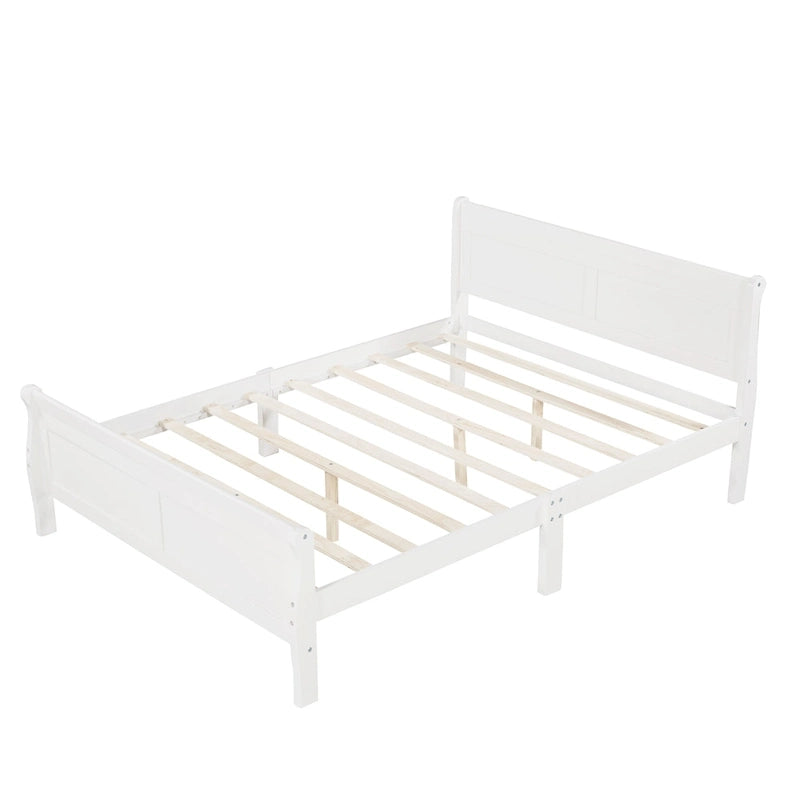 Wooden Slat Support Wood Platform Bed with Headboard