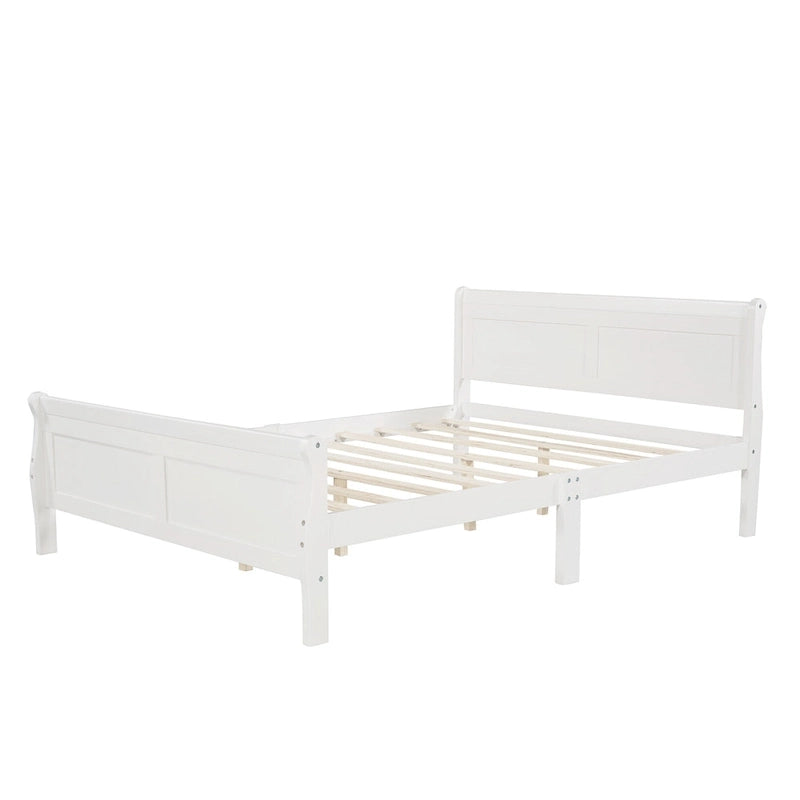 Wooden Slat Support Wood Platform Bed with Headboard