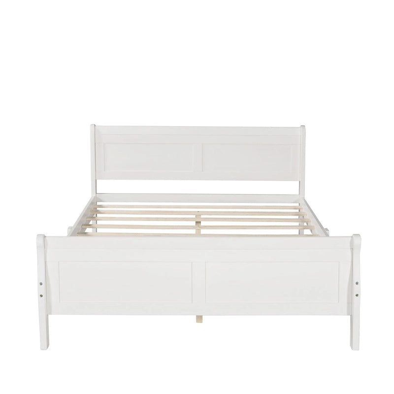 Wooden Slat Support Wood Platform Bed with Headboard