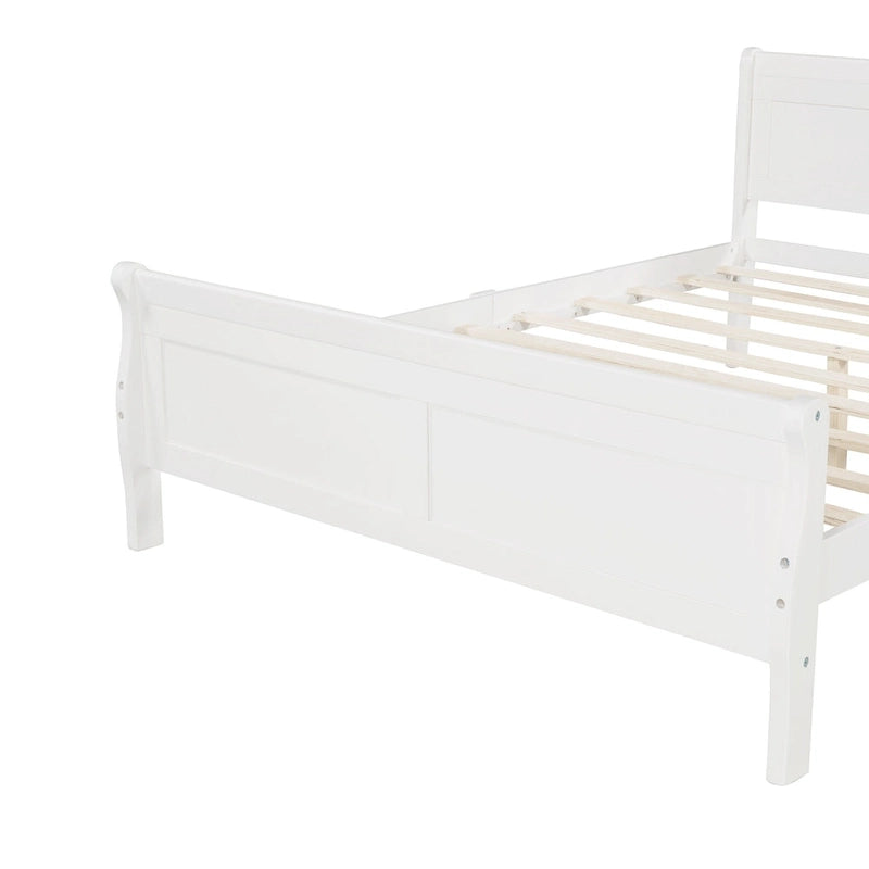 Wooden Slat Support Wood Platform Bed with Headboard