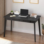 Timechee Black Wooden Computer Desk, 47 Writing Desk with 2 Drawers
