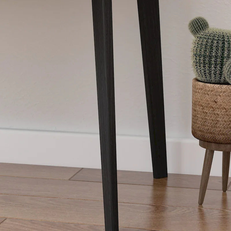 Timechee Black Wooden Computer Desk, 47 Writing Desk with 2 Drawers