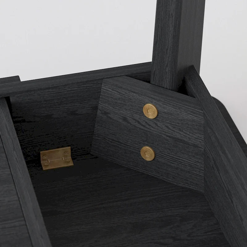 Timechee Black Wooden Computer Desk, 47 Writing Desk with 2 Drawers