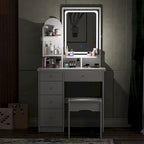 Timechee 31.5 Wide Makeup Vanity Set with Stool and Mirror