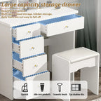 Timechee 31.5 Wide Makeup Vanity Set with Stool and Mirror