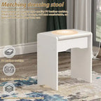 Timechee 31.5 Wide Makeup Vanity Set with Stool and Mirror