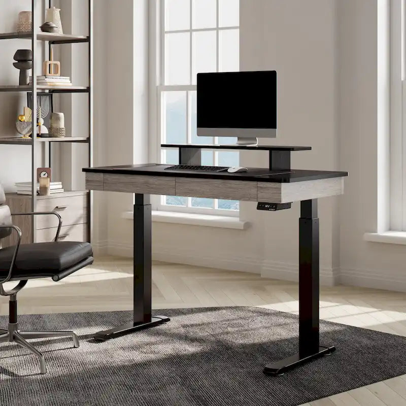 Eureka Ergonomic Home Office Electric Height Adjustable Standing Desk with 2 Drawers & Monitor Stand