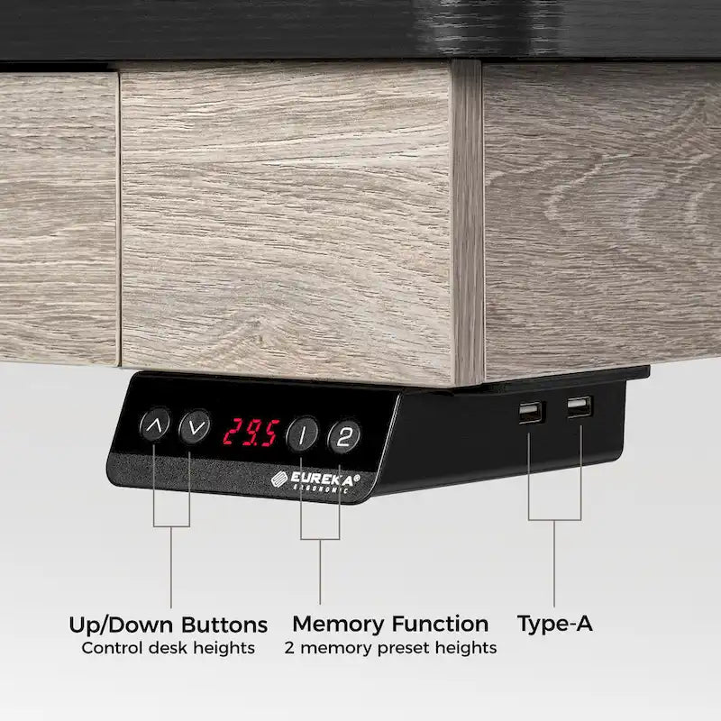 Eureka Ergonomic Home Office Electric Height Adjustable Standing Desk with 2 Drawers & Monitor Stand