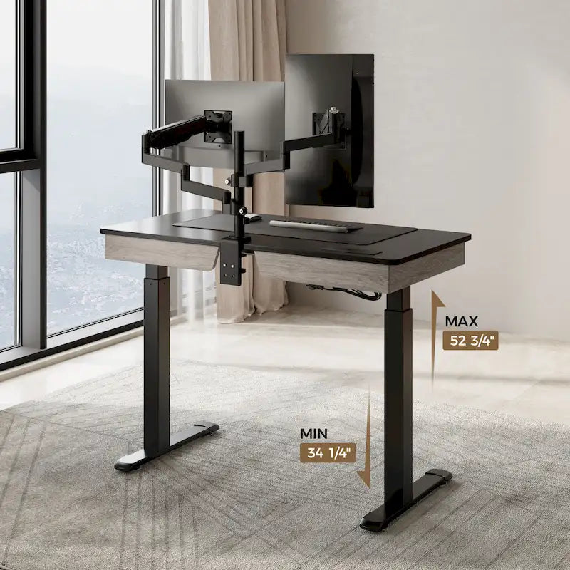 Eureka Ergonomic Home Office Electric Height Adjustable Standing Desk with 2 Drawers & Monitor Stand