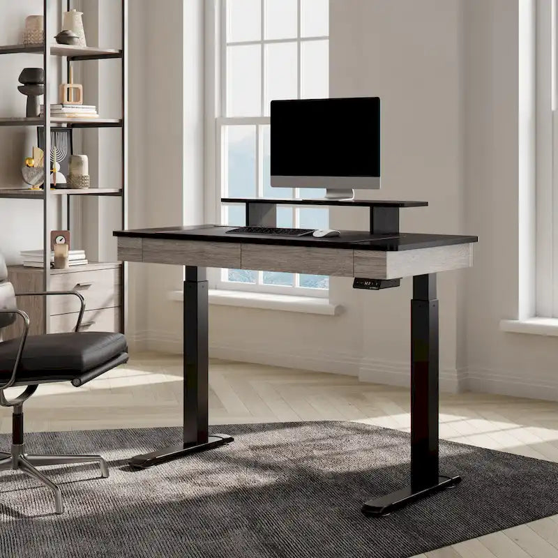 Eureka Ergonomic Home Office Electric Height Adjustable Standing Desk with 2 Drawers & Monitor Stand