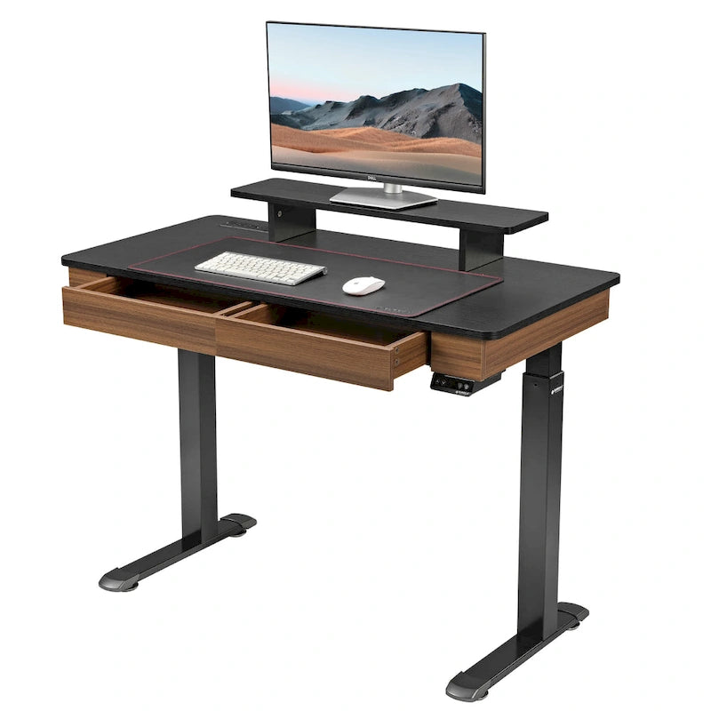 Eureka Ergonomic Home Office Electric Height Adjustable Standing Desk with 2 Drawers & Monitor Stand